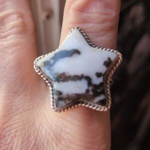 Star-Shaped Silver and Black Ring